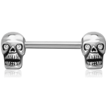 SURGICAL STEEL GRADE 316L JEWELED NIPPLE SHIELD - SKULLS