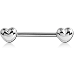 Surgical Steel Grade 316L Nipple Bar - Hearts