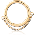 14 Karat Gold Yellow Seamless Ring with Chain