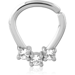 Rhodium Coated Brass Jeweled Seamless Ring