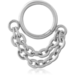 316L Surgical Steel Grade 316L Hinge Segment Ring with Double Chain Charms Nose Hoop