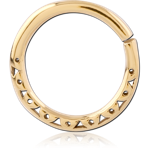 Gold PVD 18K Coated Surgical Steel Grade 316L Hinge Segment Ring Geometric Inner Detailing