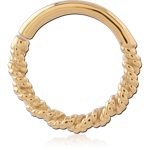 Gold PVD 18K Coated Surgical Steel Grade 316L Hinge Segment Ring Rope Twist