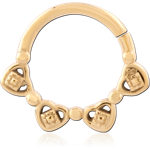 Gold PVD 18K Coated Surgical Steel Grade 316L Hinge Segment Ring Triple Hearts
