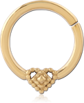 Gold PVD 18K Coated Surgical Steel Grade 316L Hinge Segment Ring Beaded Heart