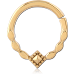 Gold PVD 18K Coated Surgical Steel Grade 316L Hinge Segment Ring Petal Diamond Motif