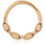 Gold PVD 18K Coated Surgical Steel Grade 316L Hinge Segment Ring Marquise Accents