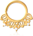 Gold PVD Coated Surgical Steel Grade 316L Jeweled Seamless Ring