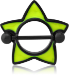 BLACK PVD COATED SURGICAL STEEL GRADE 316L ENAMEL NIPPLE SHIELD - STAR