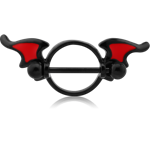 BLACK PVD COATED SURGICAL STEEL GRADE 316L ENAMEL NIPPLE SHIELD - BATWING
