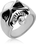 SURGICAL STEEL GRADE 316L JEWELED RING - SKULL