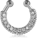 RHODIUM PLATED BASE METALD JEWELED FAKE SEPTUM RING