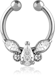 Surgical Steel Grade 316L Jeweled Fake Septum Ring