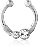 Sterile Surgical Steel Grade 316L Jeweled Fake Septum Ring
