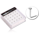 BOX OF 20 TITANIUM ALLOY 90 DEGREE JEWELED NOSE STUDS