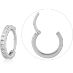 14 KARAT GOLD WHITE HINGE SEGMENT RING CHANNEL SET GEM ROW