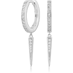 14 KARAT GOLD WHITE HINGE SEGMENT RING PAVE GEMS WITH SPIKE CHARM