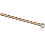 14 Karat Gold Yellow 3mm Bezel Set Premium Crystal Jeweled Straight Nose Stud