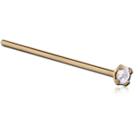 18 Karat Yellow Gold 2mm Prong Set Jeweled Straight Large Nose Stud
