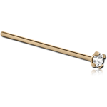 18 Karat Yellow Gold Straight 15mm Large Nose Stud with 1.35mm Prong Set Diamond