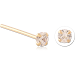 Sterling 925 Silver Gold Plated 18K Jeweled Prong Set Straight Nose Stud