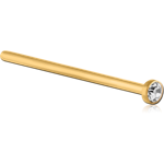 Gold PVD Coated Surgical Steel Grade 316L Straight Jeweled Nose Studs PP9 Empty Part