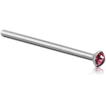 Surgical Steel Grade 316L Jeweled Straight Nose Stud with Glued Stone 15mm