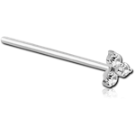 Surgical Steel Grade 316L Straight Prong Set Jeweled Trinity Nose Stud