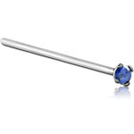 Surgical Steel Grade 316L Straight Prong Set 2mm Jeweled Nose Stud 19mm