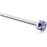 Sterling 925 Silver Prong Set Jeweled Straight Nose Stud