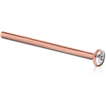 Rose Gold PVD Coated Surgical Steel Grade 316L Premium Crystal Jeweled Straight Nose Stud 15mm