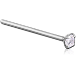 Titanium Alloy Straight Prong Set 2.5mm Jeweled Nose Stud 15mm