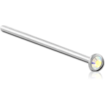Titanium Alloy Jeweled Straight Nose Stud 19mm