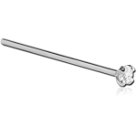 14 Karat Gold White Straight Nose Stud with Prong Set Diamond