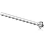 18 Karat Gold White 1.5mm Prong Set Jeweled Straight Nose Stud