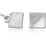RHODIUM PLATED BASE METAL CHAIN EAR STUDS PAIR
