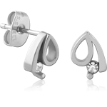 SURGICAL STEEL GRADE 316L JEWELED EAR STUDS PAIR