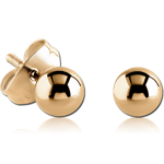 Sterile Gold PVD 18K Coated Surgical Steel Grade 316L Ear Studs Pair - Ball 3mm