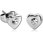 Sterile Surgical Steel Grade 316L Ear Studs Pair - Heart