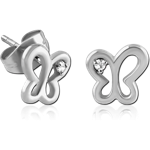 Sterile Surgical Steel Grade 316L Jeweled Ear Studs Pair