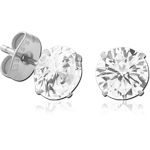 Surgical Steel Grade 316L Round Prong Set Jeweled Ear Studs Pair