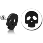 SURGICAL STEEL GRADE 316L TWO TONE TRAGUS MICRO BARBELL - SKULL