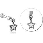 Sterile Surgical Steel Grade 316L Helix Micro Barbell with Jeweled Charm - Star