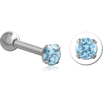 Sterile Surgical Steel Grade 316L Round Prong Set Jeweled Tragus Micro Barbell