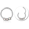 Surgical Steel Grade 316L Round Synthetic Opal Hinged Segment Ring WHITE OPAL