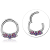 Surgical Steel Grade 316L Round Jeweled Hinged Segment Ring PURPLE OPAL