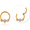 Gold PVD Coated Surgical Steel Grade 316L Round Jeweled Hinged Segment Ring CRYSTAL