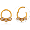 316L Gold PVD Coated Surgical Steel Grade 316L Hinged Segment Ring Triple Star Gems CRYSTAL