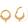 Gold PVD Coated Surgical Steel Grade 316L Jeweled Hinged Segment Ring CRYSTAL