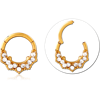 Gold PVD Coated Surgical Steel Grade 316L Round Jeweled Hinged Segment Ring CRYSTAL